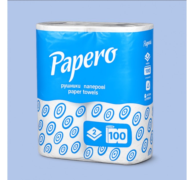 Рушник паперовий в рулоні двошаровий целюлозний Papero RS 010, 2 шт