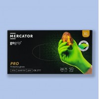 Рукавички нітрилові оглядові Mercator Gogrip, 25 пар, Неприпудрені - XL Green