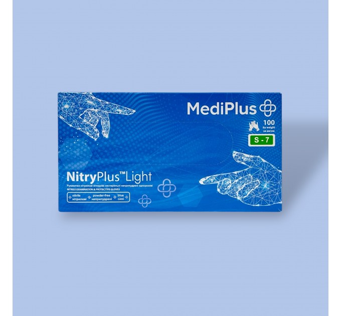 Рукавички нітрилові NITRY PLUS light 50 пар СИНІ - S
