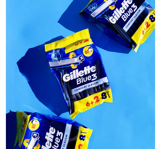 Станок для гоління чоловічий одноразовий Gillette Blue 3 Comfort Slalom, 12 шт