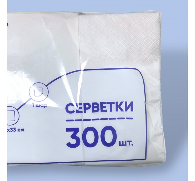 Серветки паперові банкетні білі 1/8 складання 33*33 см 300 шт, NL 015