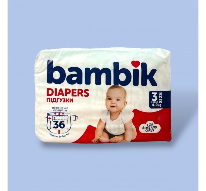Підгузники Bambik 3 розмір (4-9 кг.) 36 шт