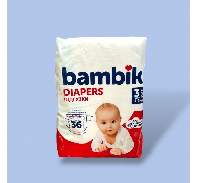 Підгузники Bambik 3 розмір (4-9 кг.) 36 шт