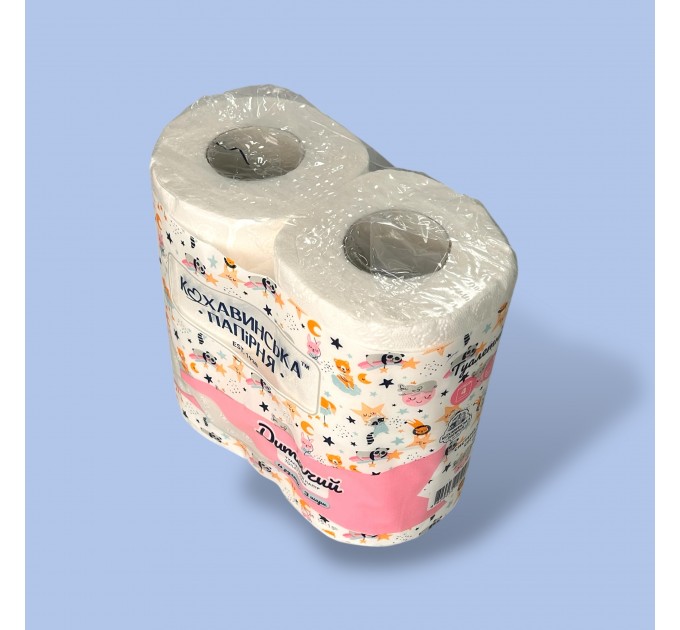 Бумага туалетная трехслойная целлюлоза на втулке Кохавинка Детская, 4 шт
