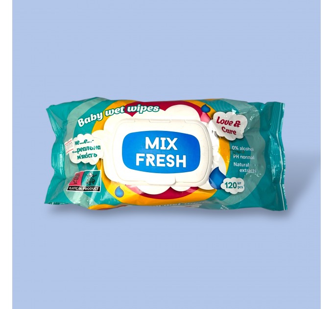 Серветки вологі з клапаном Mix Fresh/Boom Fresh, 120 шт