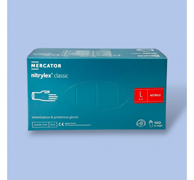 Рукавички нітрилові «Nitrylex» Classic 50 пар СИНI - L