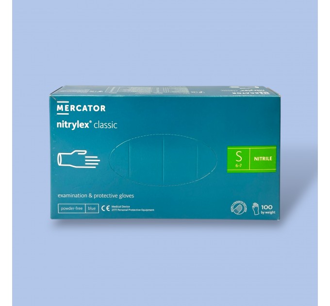 Рукавички нітрилові «Nitrylex» Classic 50 пар СИНІ - S