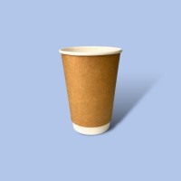 Стакан паперовий ДВОШАРОВИЙ Білий+крафт 340 мл (18 шт) (ST-80)