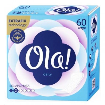 Прокладки жіночі щоденні "Ola" без аромату 2 краплі (60 шт.)