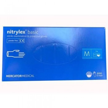 Рукавички нітрилові "Nitrylex" Basic 100 пар. СИНІ - М