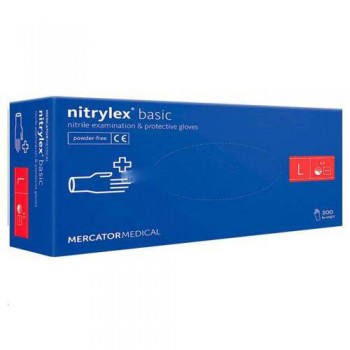 Рукавички нітрилові Nitrylex Basic L Сині (200 шт)